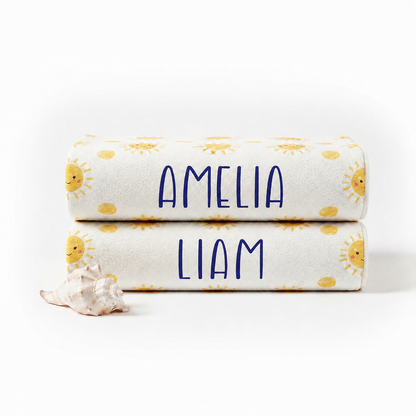 Personalized “Smiling Sun” Retro Kids Towel