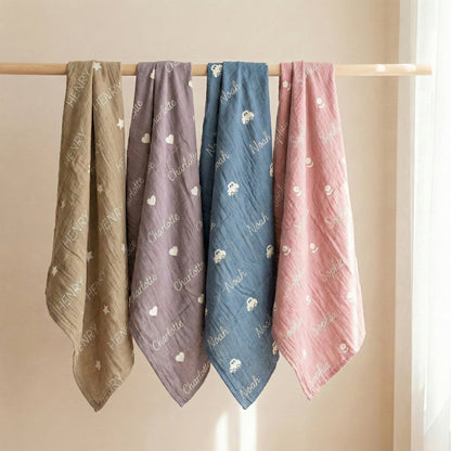 Personalized %100 Cotton Muslin Baby Blanket