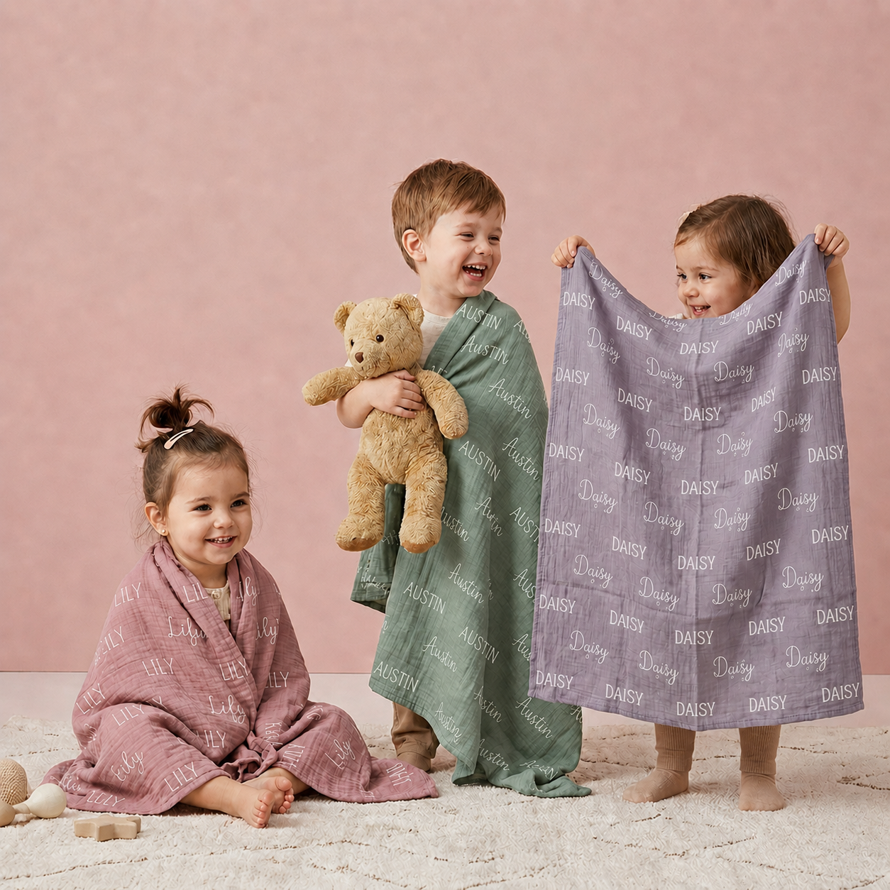 Couverture bébé personnalisée en mousseline 100 % coton