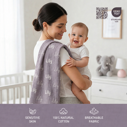 Couverture bébé personnalisée en mousseline 100 % coton