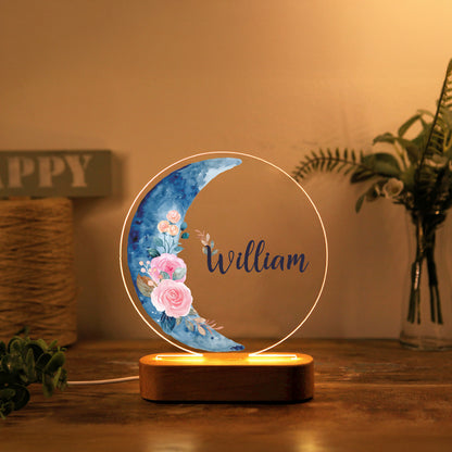 LAMPKA NOCNA KSIĘŻYC I KWIATY DLA DZIECI