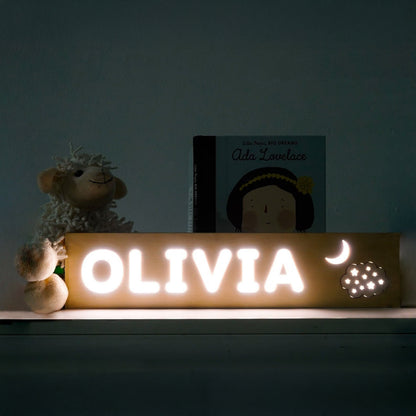 PERSONALIZED BIRCH WOOD KIDS NIGHT LIGHT