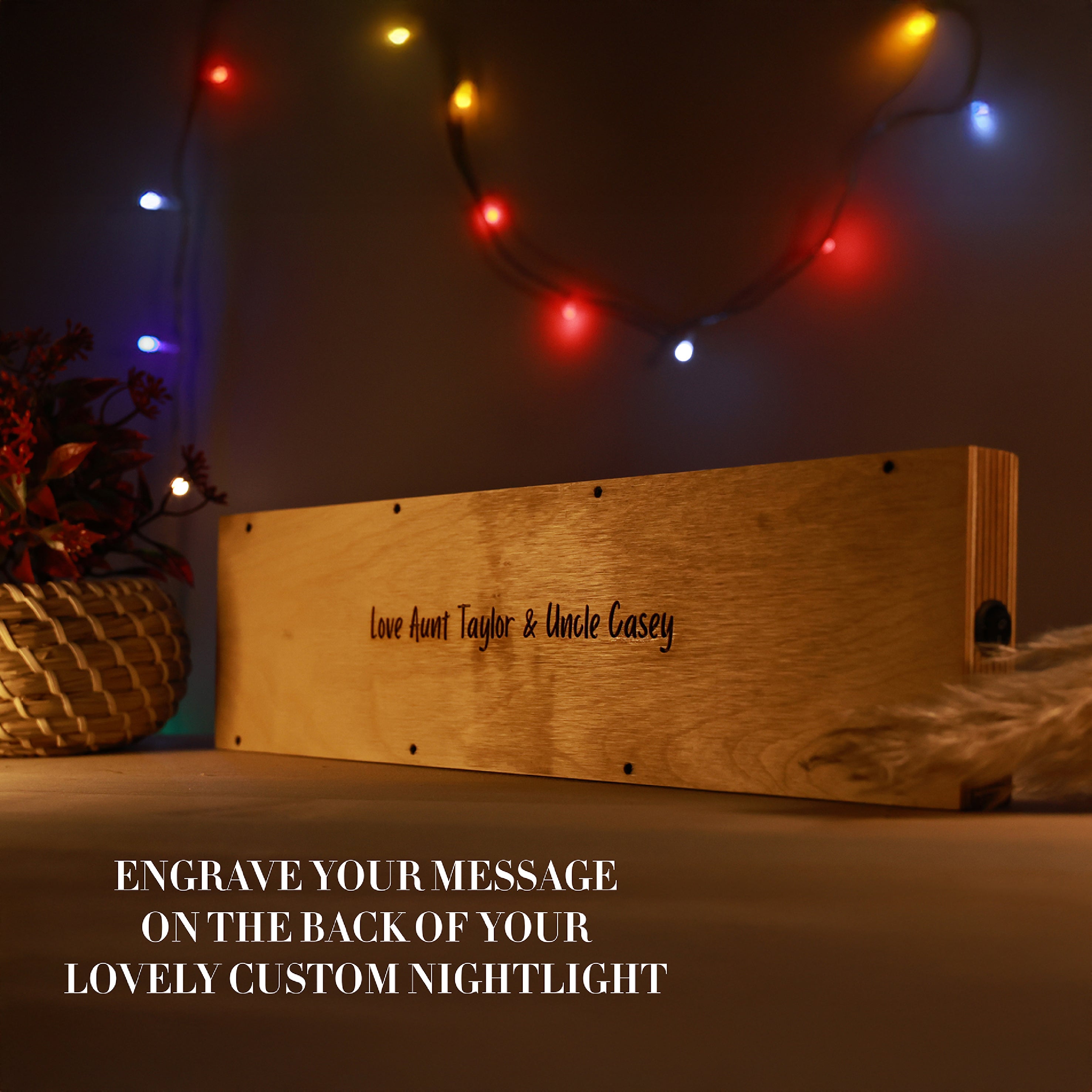 PERSONALIZED BIRCH WOOD KIDS NIGHT LIGHT