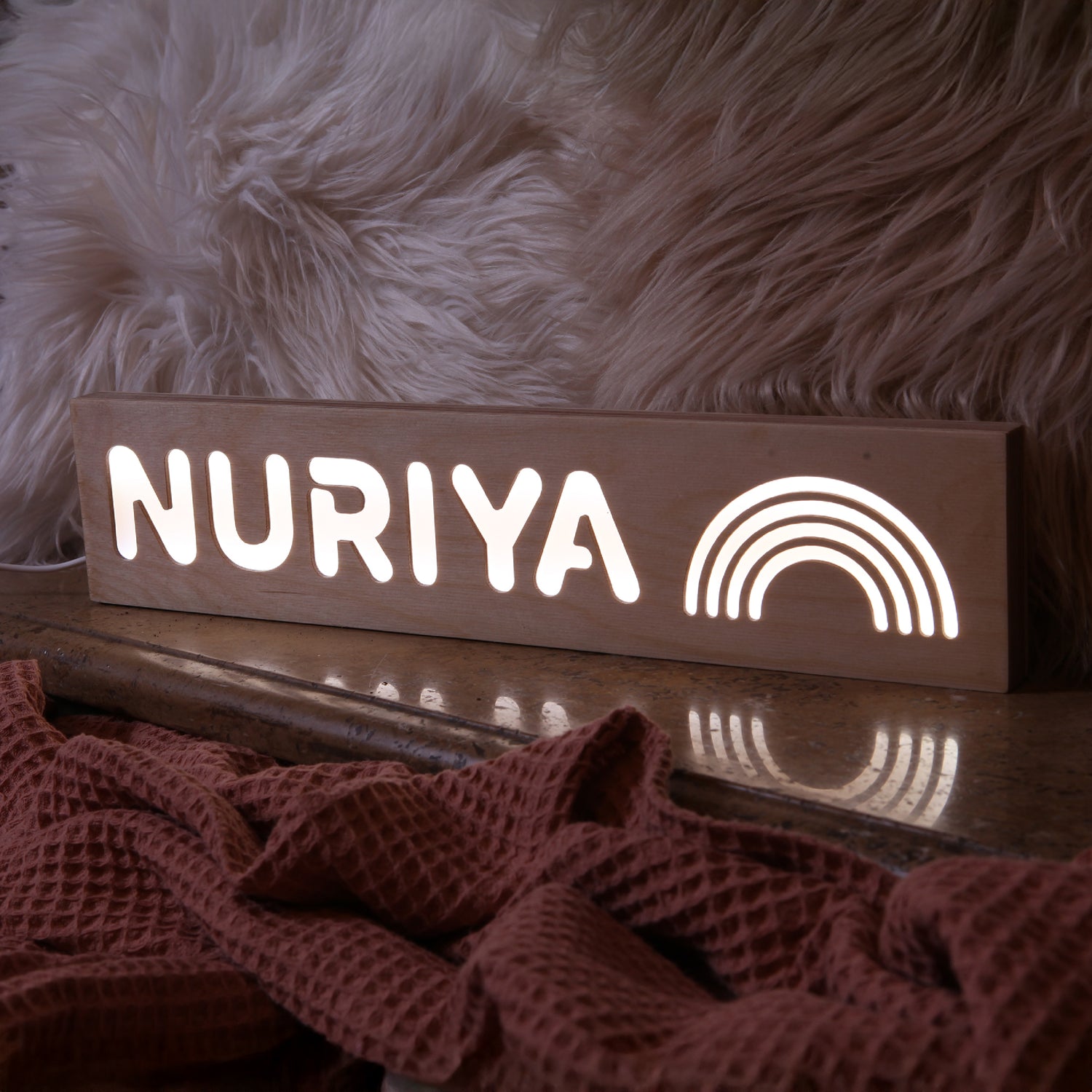 PERSONALIZED BIRCH WOOD KIDS NIGHT LIGHT