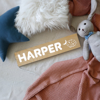 PERSONALIZED BIRCH WOOD KIDS NIGHT LIGHT