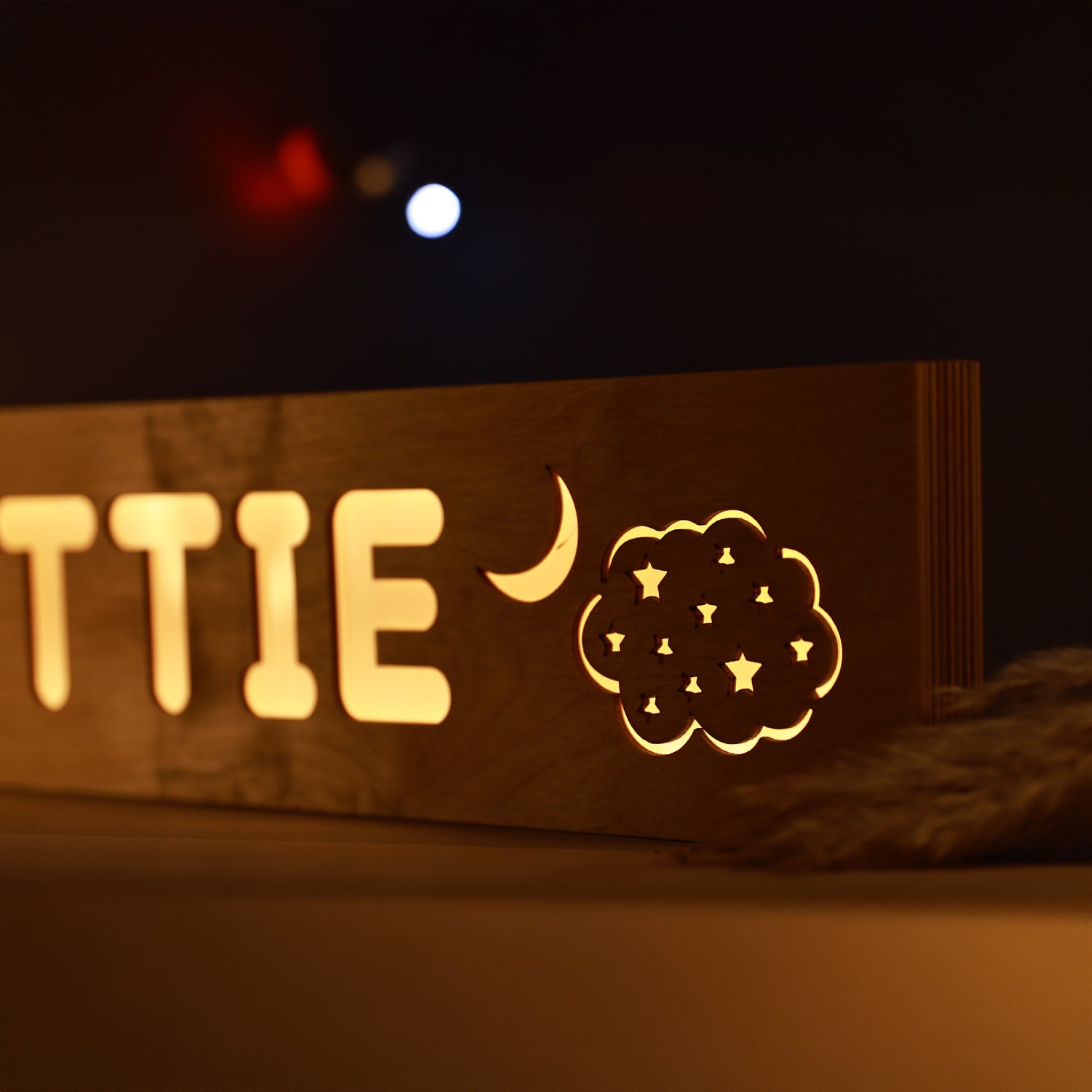 PERSONALIZED BIRCH WOOD KIDS NIGHT LIGHT