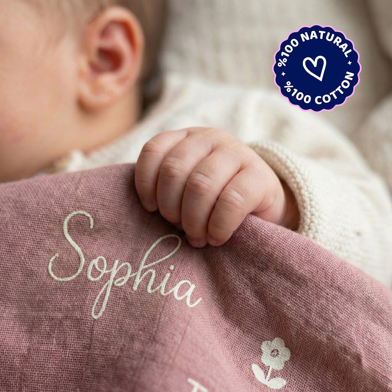 Personalized %100 Cotton Muslin Baby Blanket