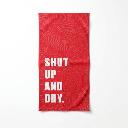 “SHUT UP AND DRY.” Slogan Beach Towel – Bonibomlab Loud Summer Collection